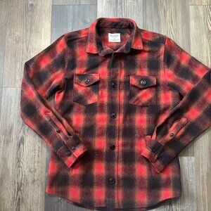 Distortion Shacket Plaid Mens Small Red Black Work Western Camp Outdoors Buffalo